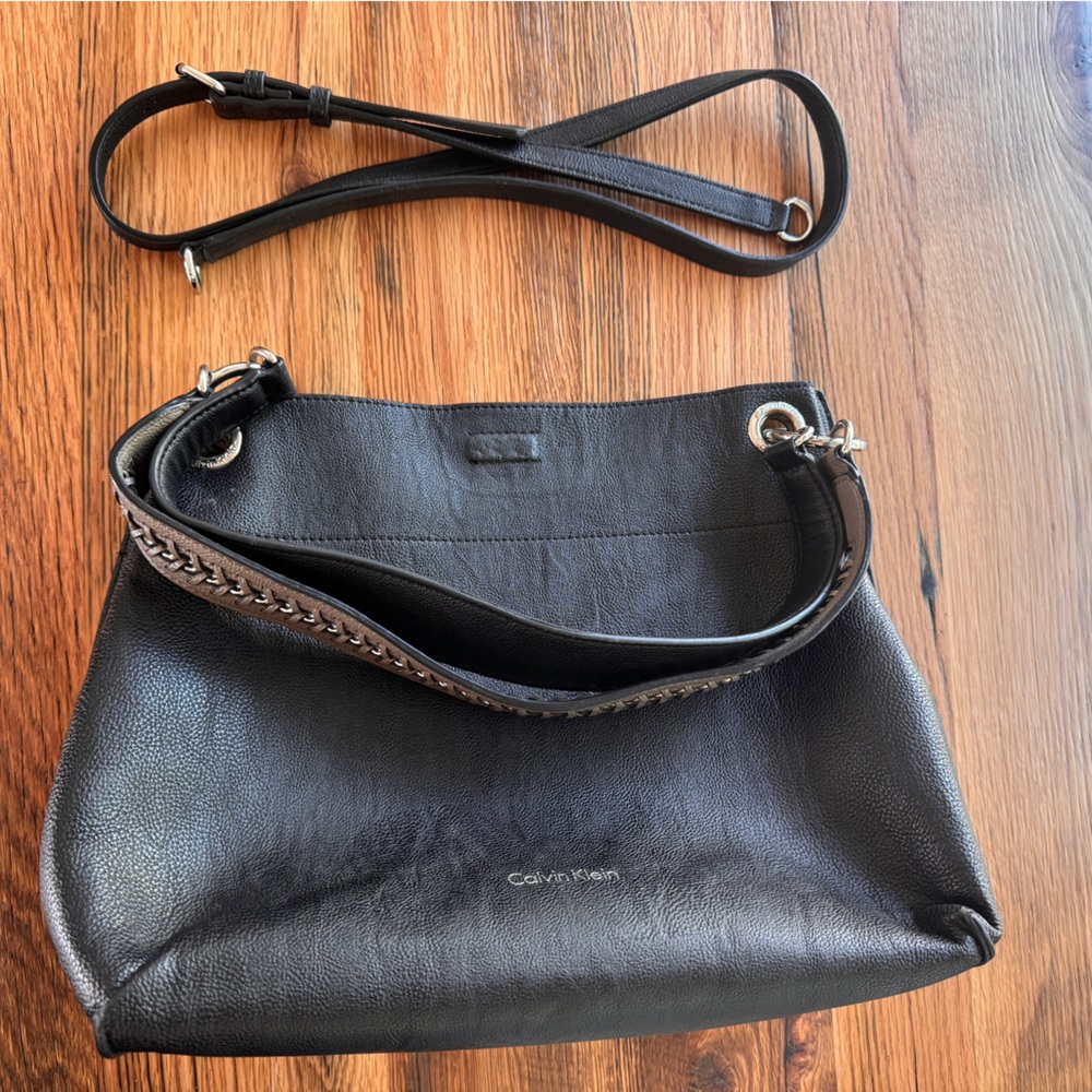 Calvin Klein Black Leather Bag Timeless Design